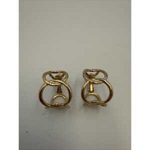 Vintage Signed NAPIER Clip Screw Back Hoop‎ Earrings Polished & Textured